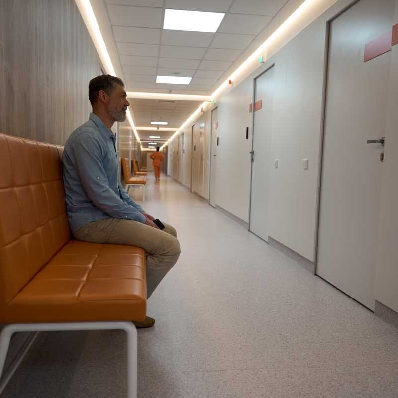 Mental health facility corridor featuring patient-centred equipment design and anti-ligature infrastructure for safer healthcare environments